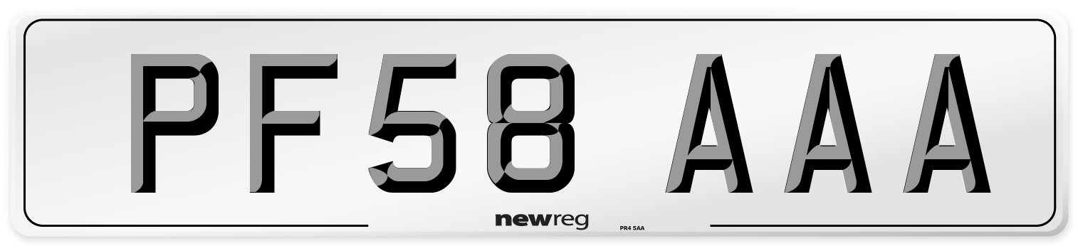 PF58 AAA Number Plate from New Reg